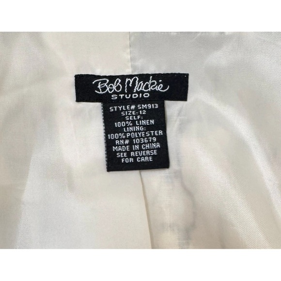 Bob Mackie Studio Women’s Linen Giraffe Print Jacket Blazer Size 12 Earthy Artsy - Picture 7 of 8